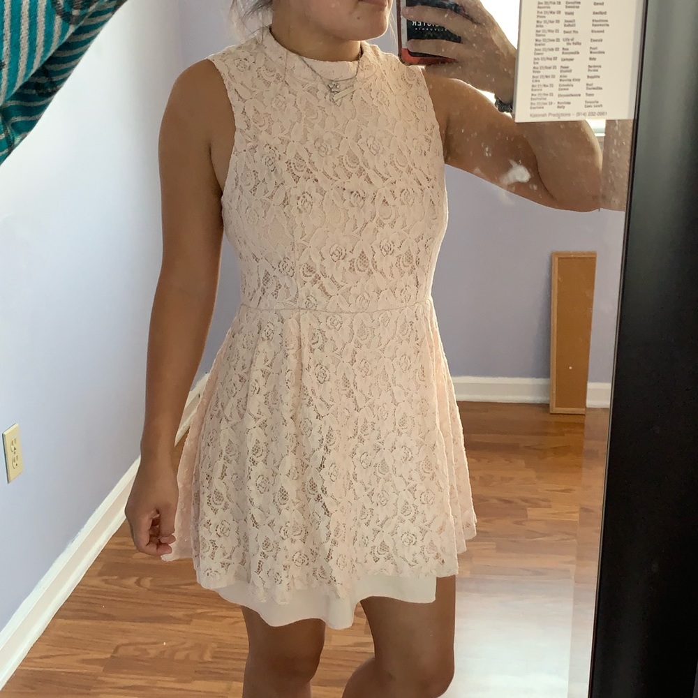 Short Cream Colored Halter Dress